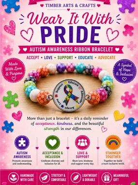 Autism Awareness Ribbon Wire Wristlet Bracelet